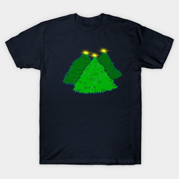 Three Christmas Trees T-Shirt by DMcK Designs